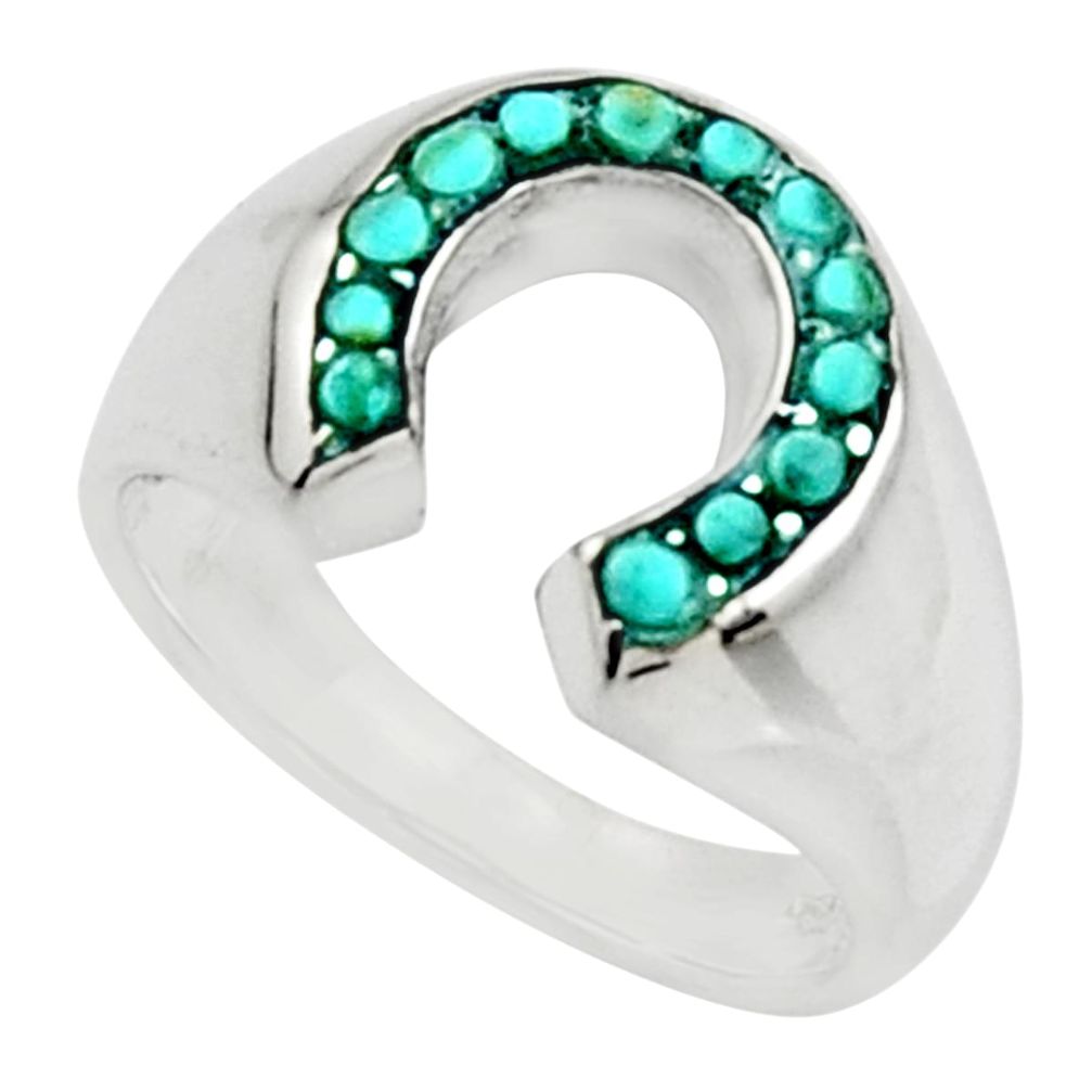 1.33cts fine green turquoise 925 sterling silver ring jewelry size 5.5 c9809