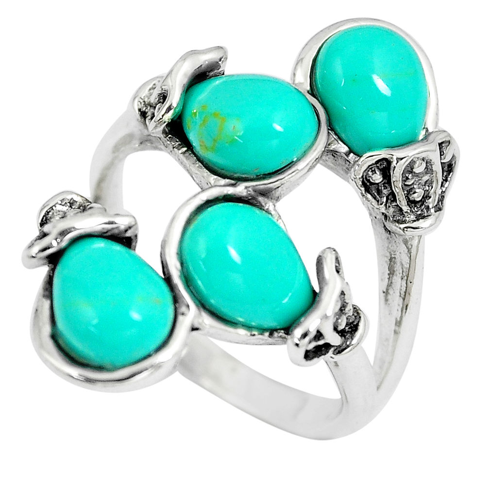 9.47cts fine green turquoise 925 sterling silver ring jewelry size 7 c12716