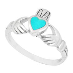 LAB 2.69gms fine green turquoise enamel 925 silver heart ring size 7.5 a93325 c13125
