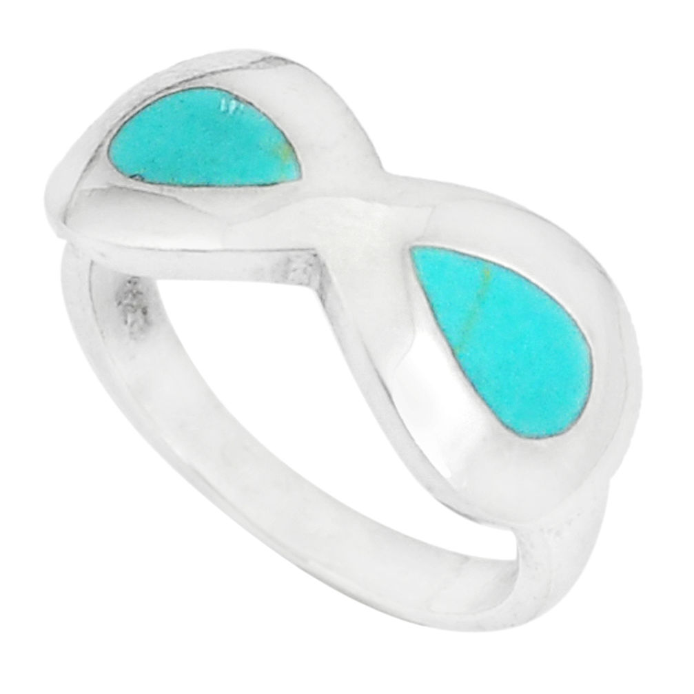 LAB 5.02gms fine green turquoise enamel 925 silver ring size 6.5 a93362 c13149