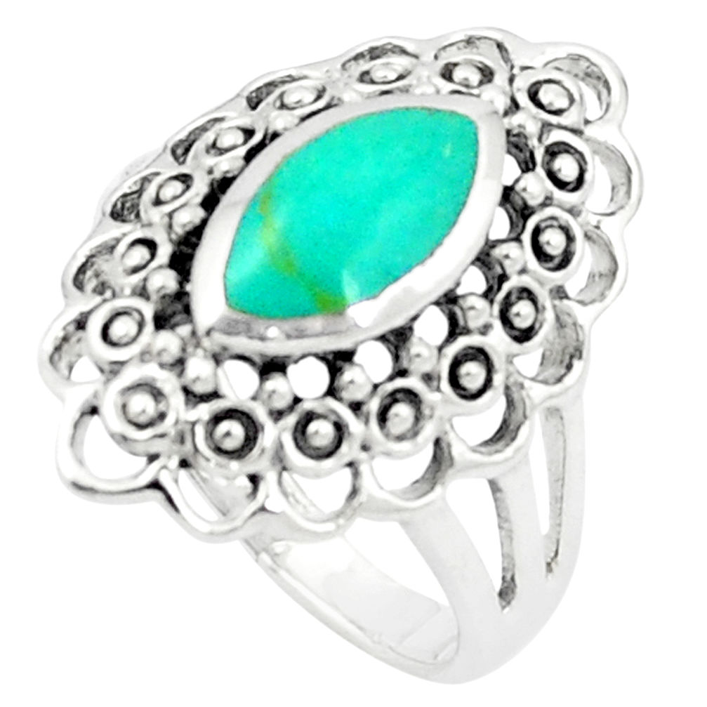 LAB Fine green turquoise enamel 925 sterling silver ring size 8.5 c12038