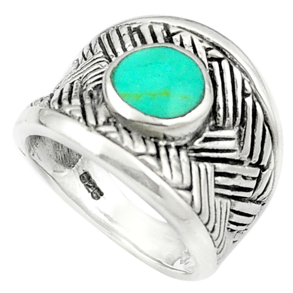 Fine green turquoise enamel 925 sterling silver ring size 5.5 c12343