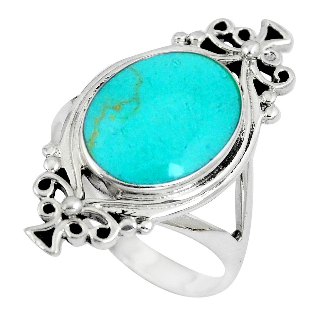 6.26gms fine green turquoise enamel 925 sterling silver ring size 7.5 c12783
