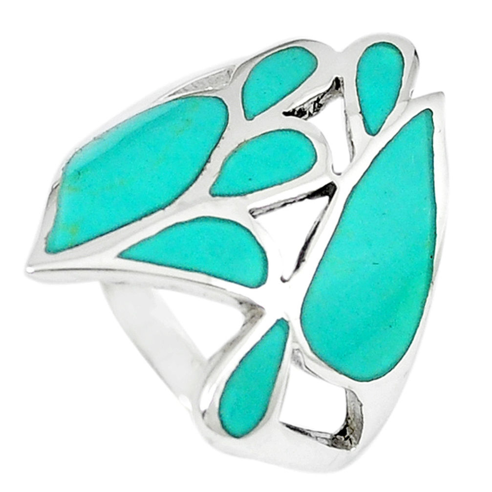 Fine green turquoise enamel 925 sterling silver ring size 7 a66755 c13598