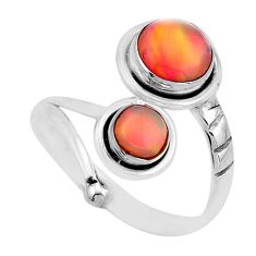 2.10cts fine volcano aurora opal round 925 silver adjustable ring size 9 y93511