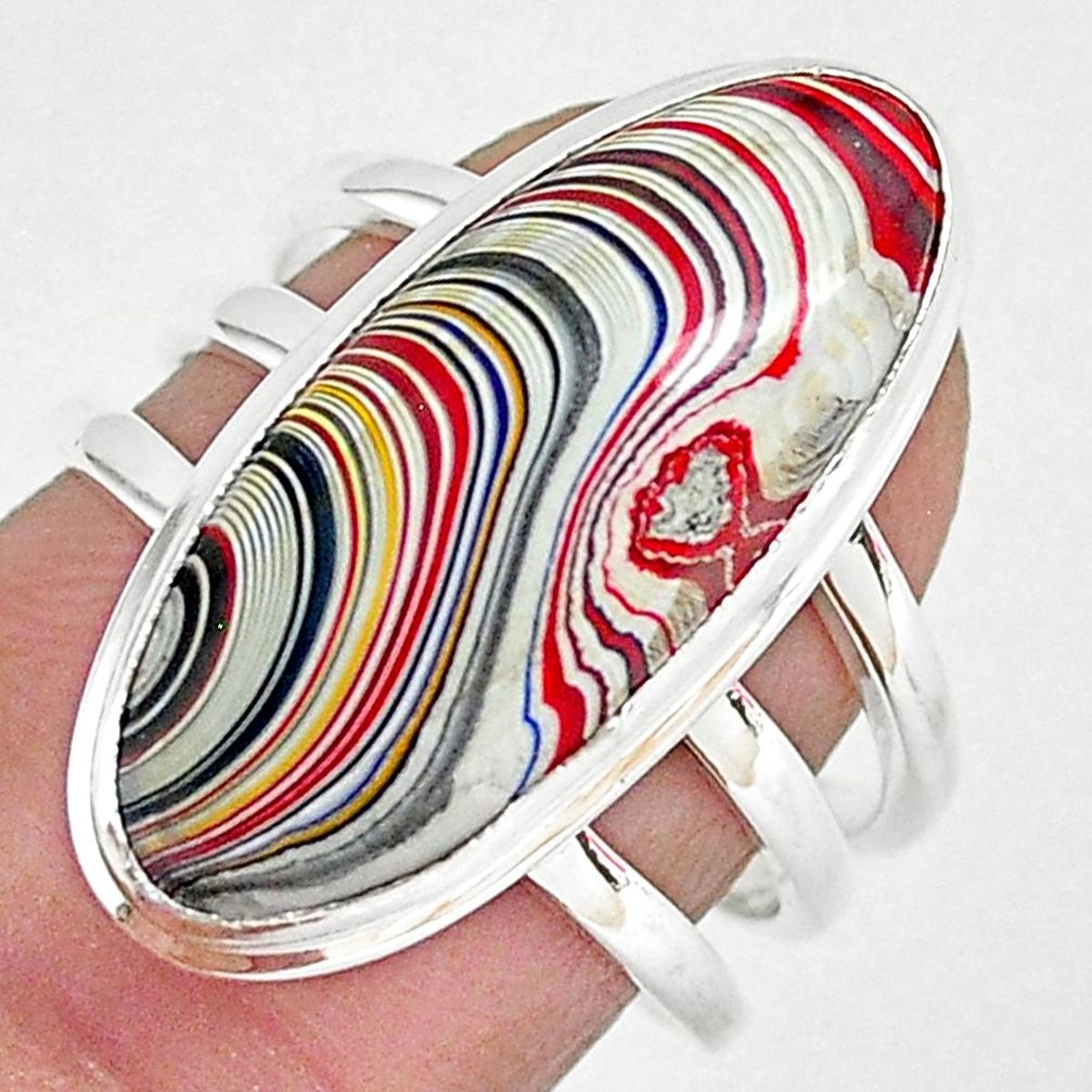 10.01cts fordite detroit agate 925 silver solitaire ring jewelry size 7.5 r92780
