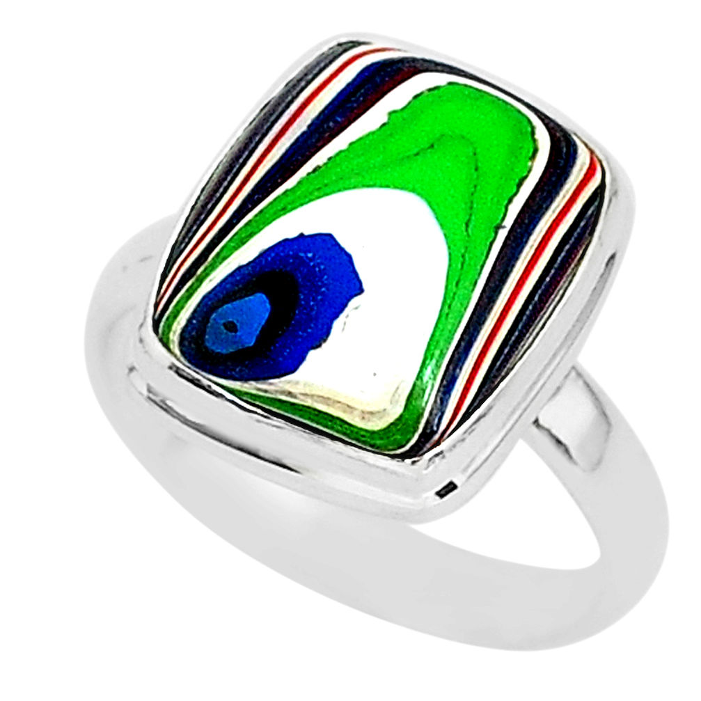 6.45cts fordite detroit agate 925 silver solitaire ring jewelry size 8.5 r92781