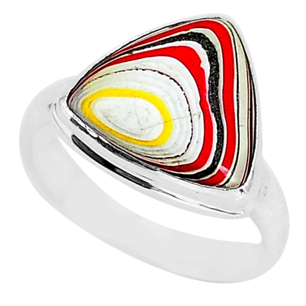 7.24cts fordite detroit agate 925 silver solitaire handmade ring size 8.5 r92826