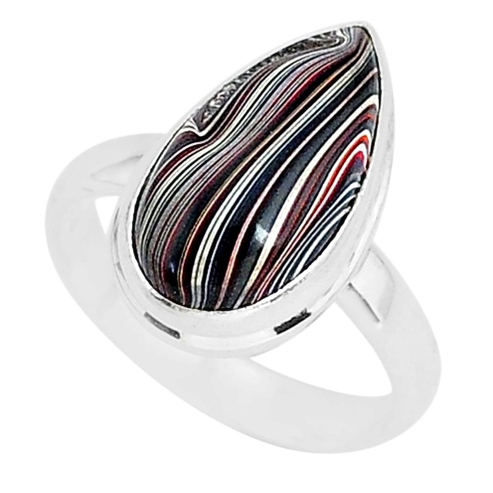 7.19cts fordite detroit agate 925 silver solitaire handmade ring size 8.5 r92836