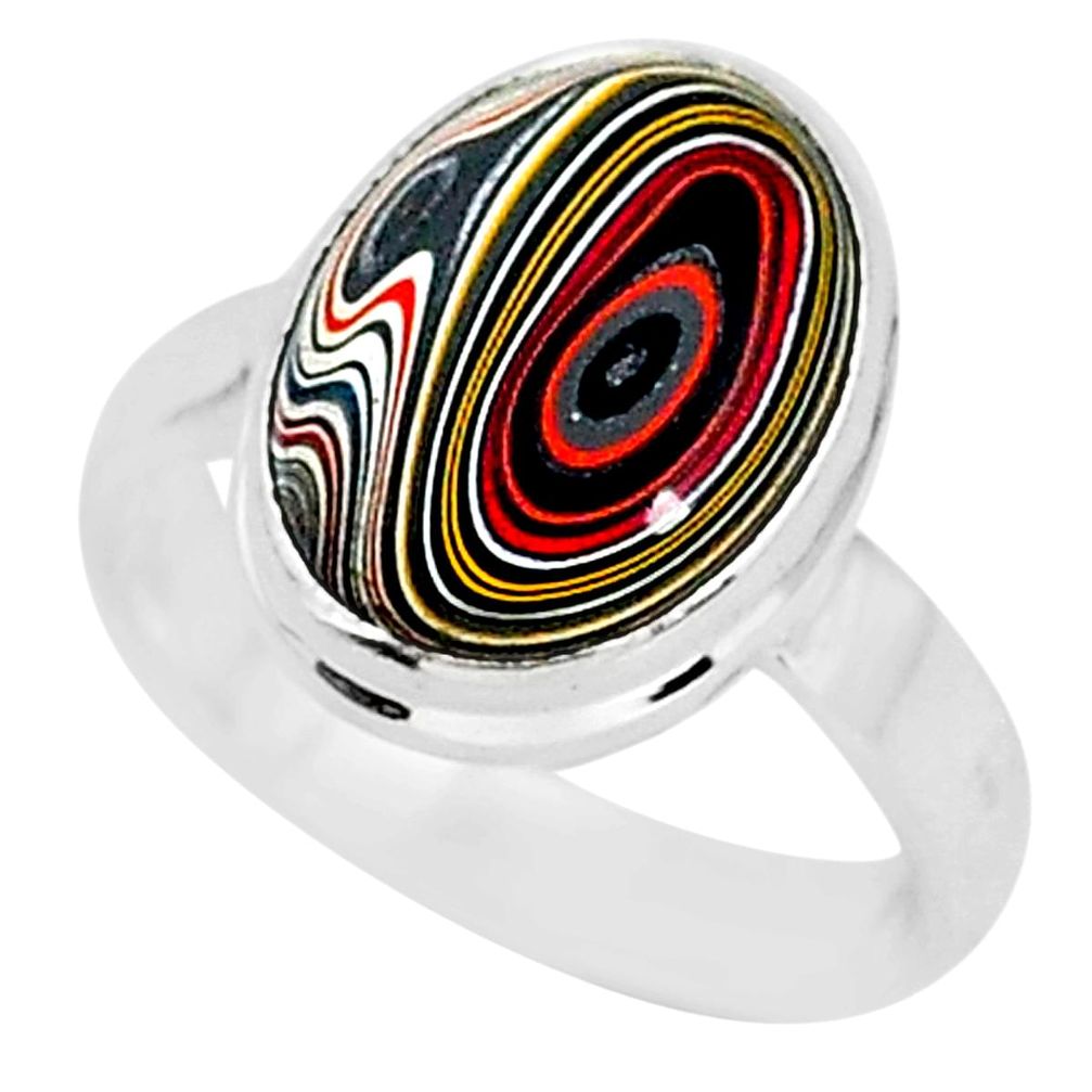 4.34cts fordite detroit agate 925 silver solitaire handmade ring size 6 r92838