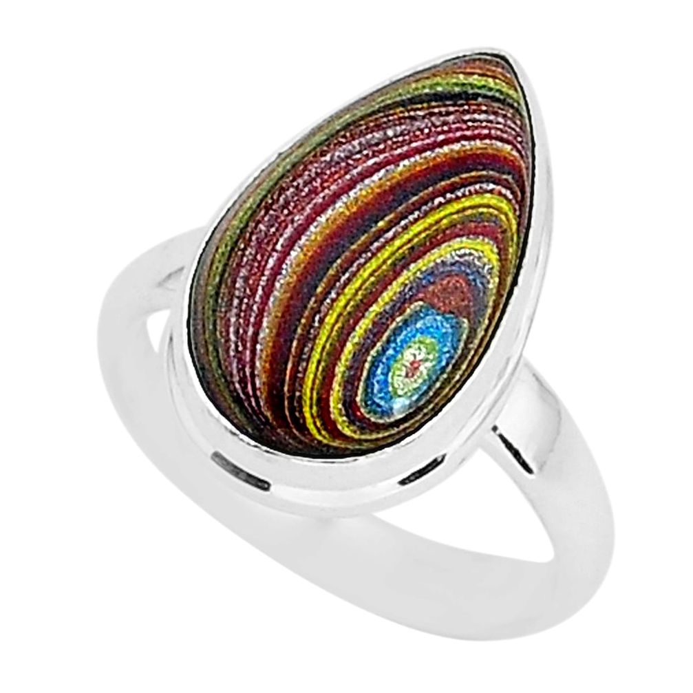 6.61cts fordite detroit agate 925 silver solitaire handmade ring size 7 r92819