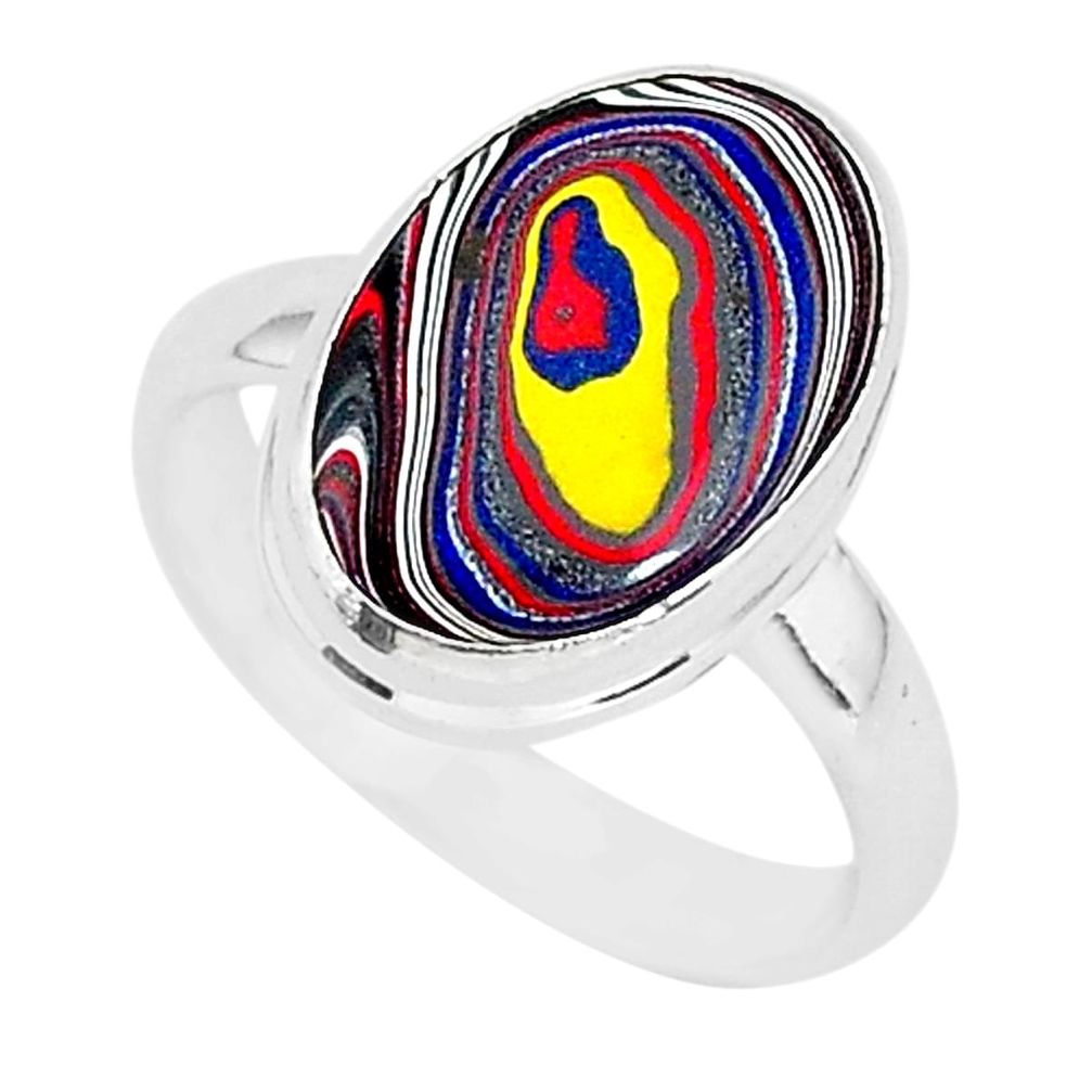 6.61cts fordite detroit agate 925 silver solitaire ring jewelry size 8 r92795