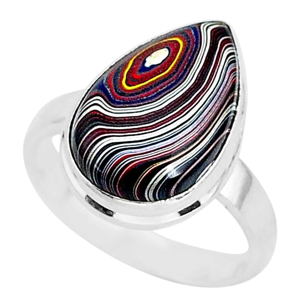 6.78cts fordite detroit agate 925 silver solitaire handmade ring size 8 r92805