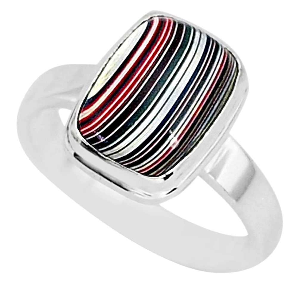 4.28cts fordite detroit agate 925 silver solitaire handmade ring size 8 r92824