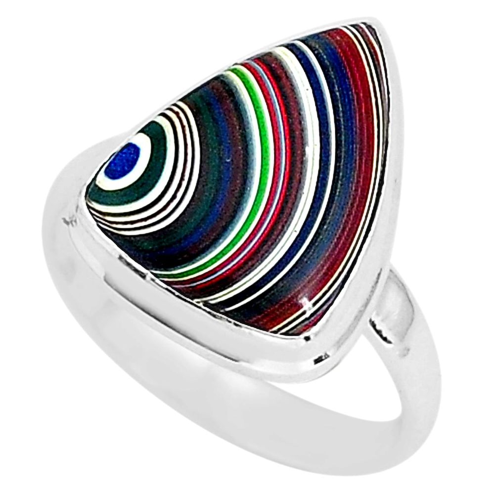 7.24cts fordite detroit agate 925 silver solitaire handmade ring size 9 r92817