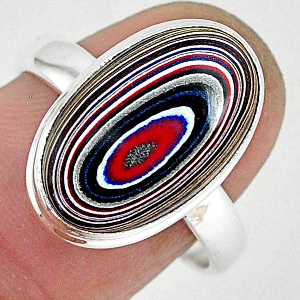 5.96cts fordite detroit agate 925 sterling silver solitaire ring size 8.5 r92779