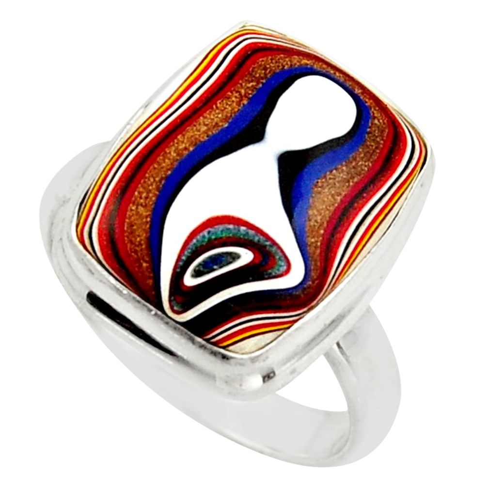8.44cts fordite detroit agate 925 sterling silver solitaire ring size 7 d47425