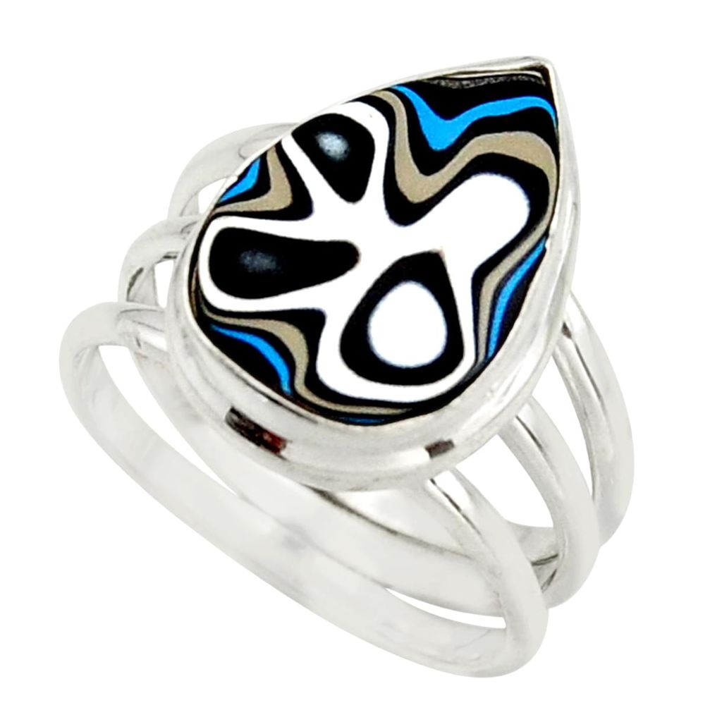 9.02cts fordite detroit agate 925 sterling silver solitaire ring size 8 d47422