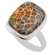 8.75cts fossil coral (agatized) petoskey stone 925 silver ring size 8 n38124