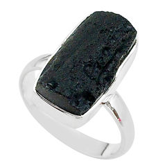 8.22cts freedom stone black tektite 925 sterling silver ring size 9 t14423