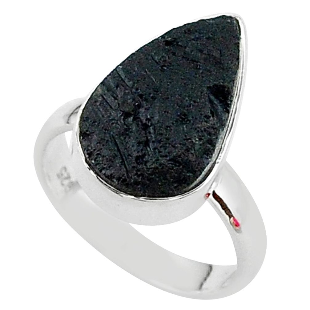 7.41cts freedom stone natural tektite 925 sterling silver ring size 7 t14398