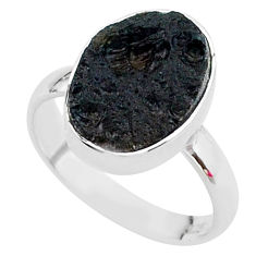 5.84cts freedom stone natural tektite 925 sterling silver ring size 8 t14384