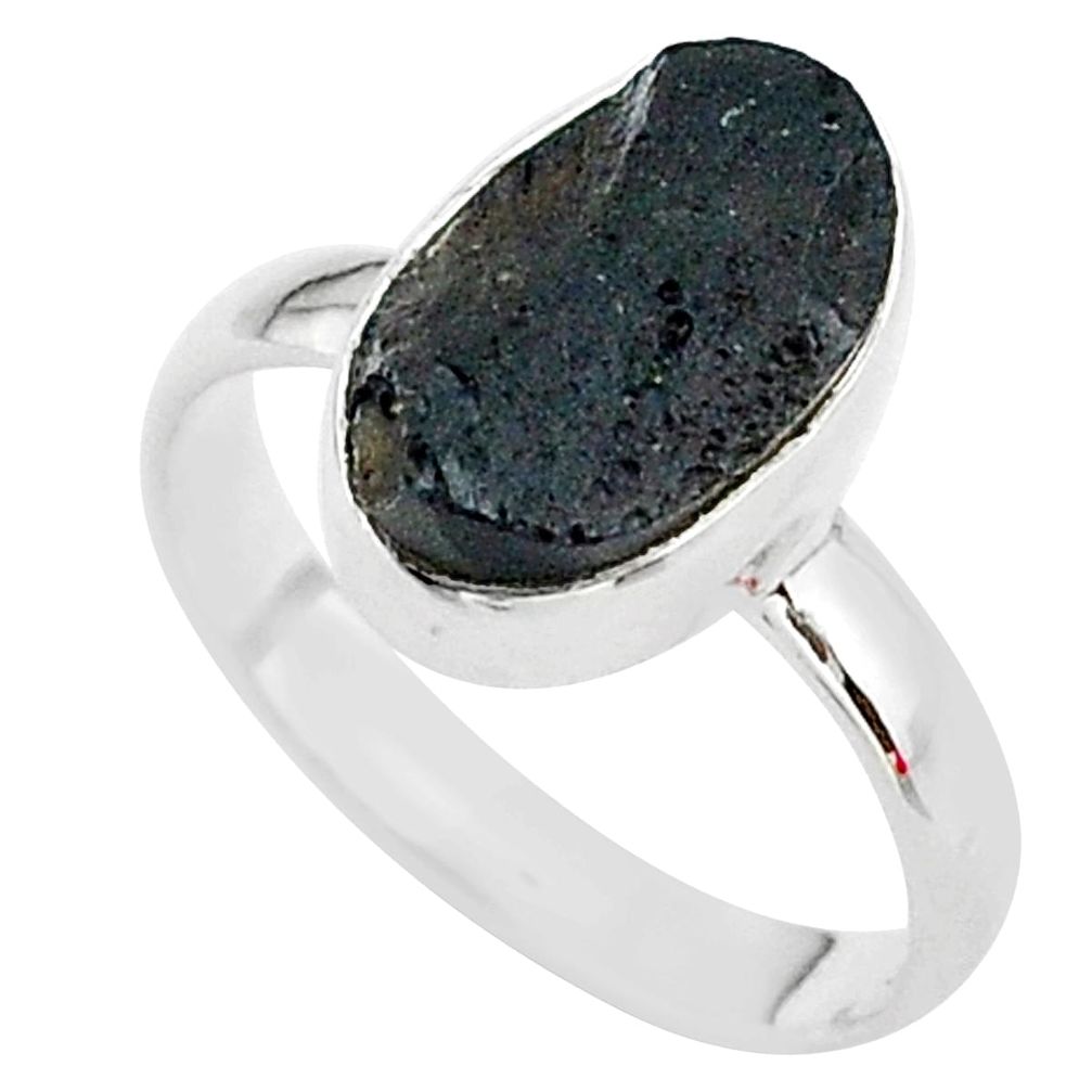 5.23cts freedom stone natural tektite 925 sterling silver ring size 9 t14386