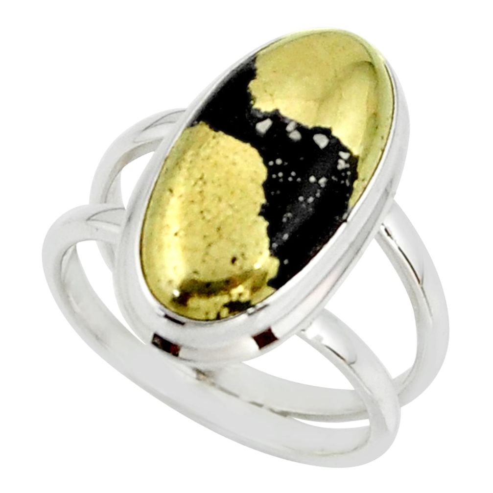 7.43cts golden pyrite in magnetite (healer's gold) 925 silver ring size 7 r42260