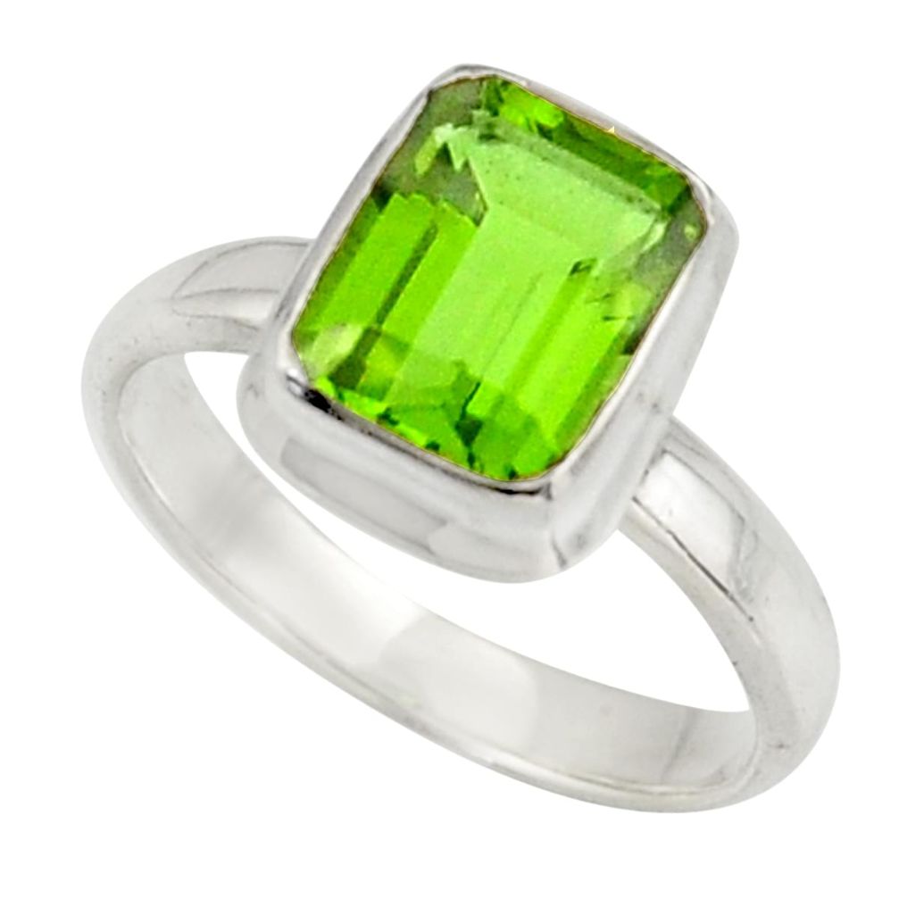 3.29cts green alexandrite (lab) 925 silver solitaire ring jewelry size 6 d47487