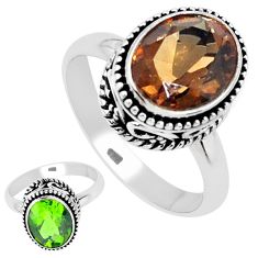 Clearance Sale- 5.53cts green alexandrite (lab) 925 silver solitaire ring size 7.5 p25913