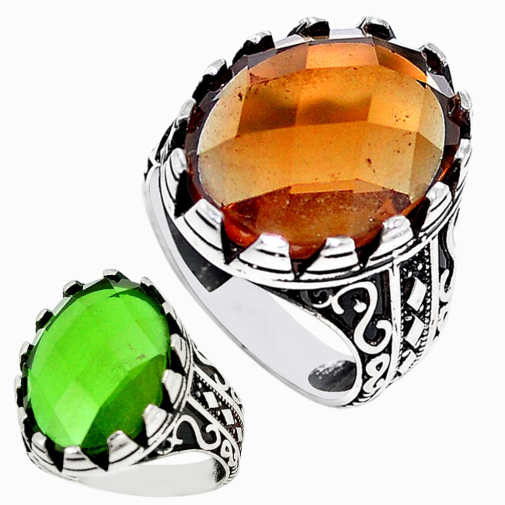 Green alexandrite (lab) 925 sterling silver mens ring size 9.5 c11175