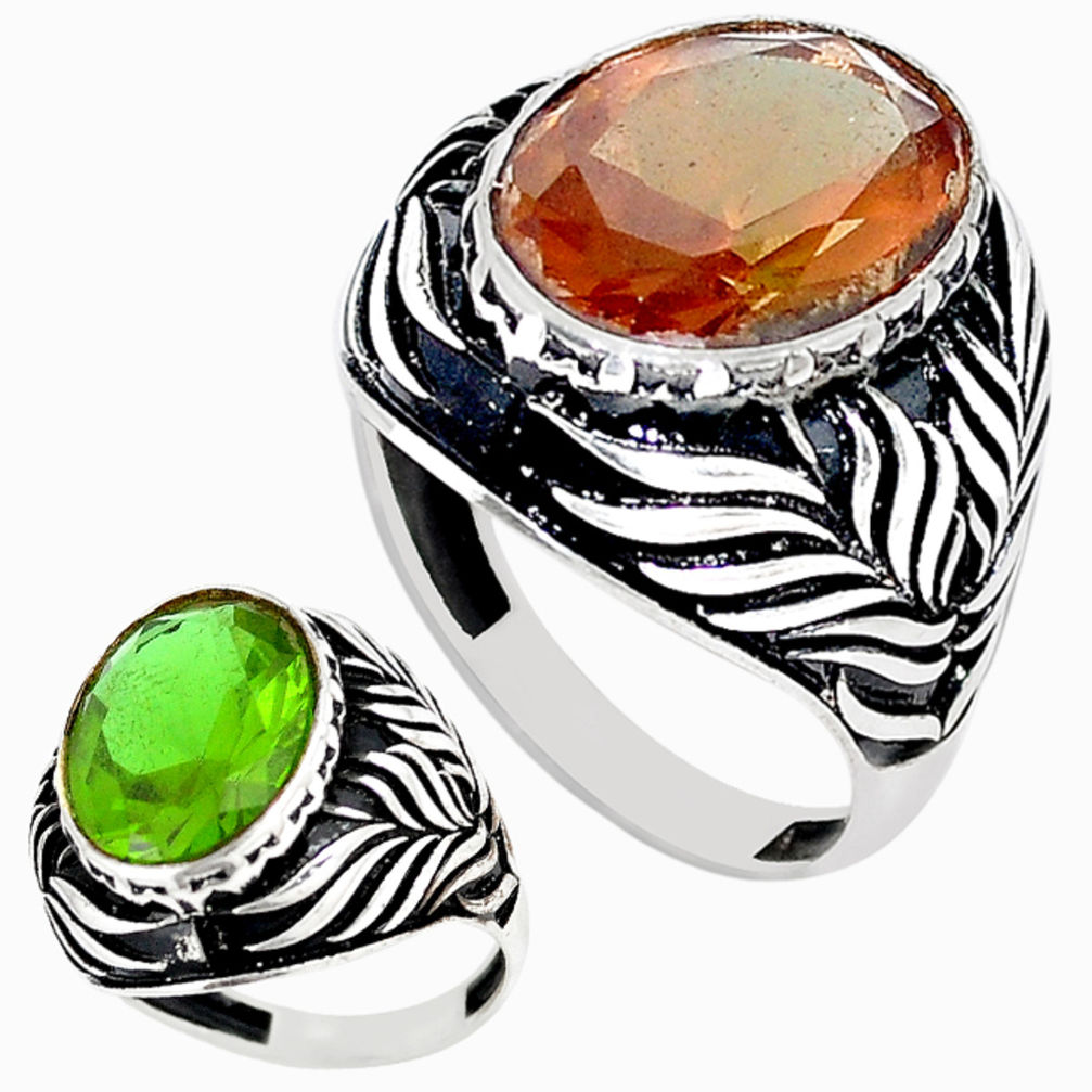 Green alexandrite (lab) 925 sterling silver mens ring size 8.5 c11102