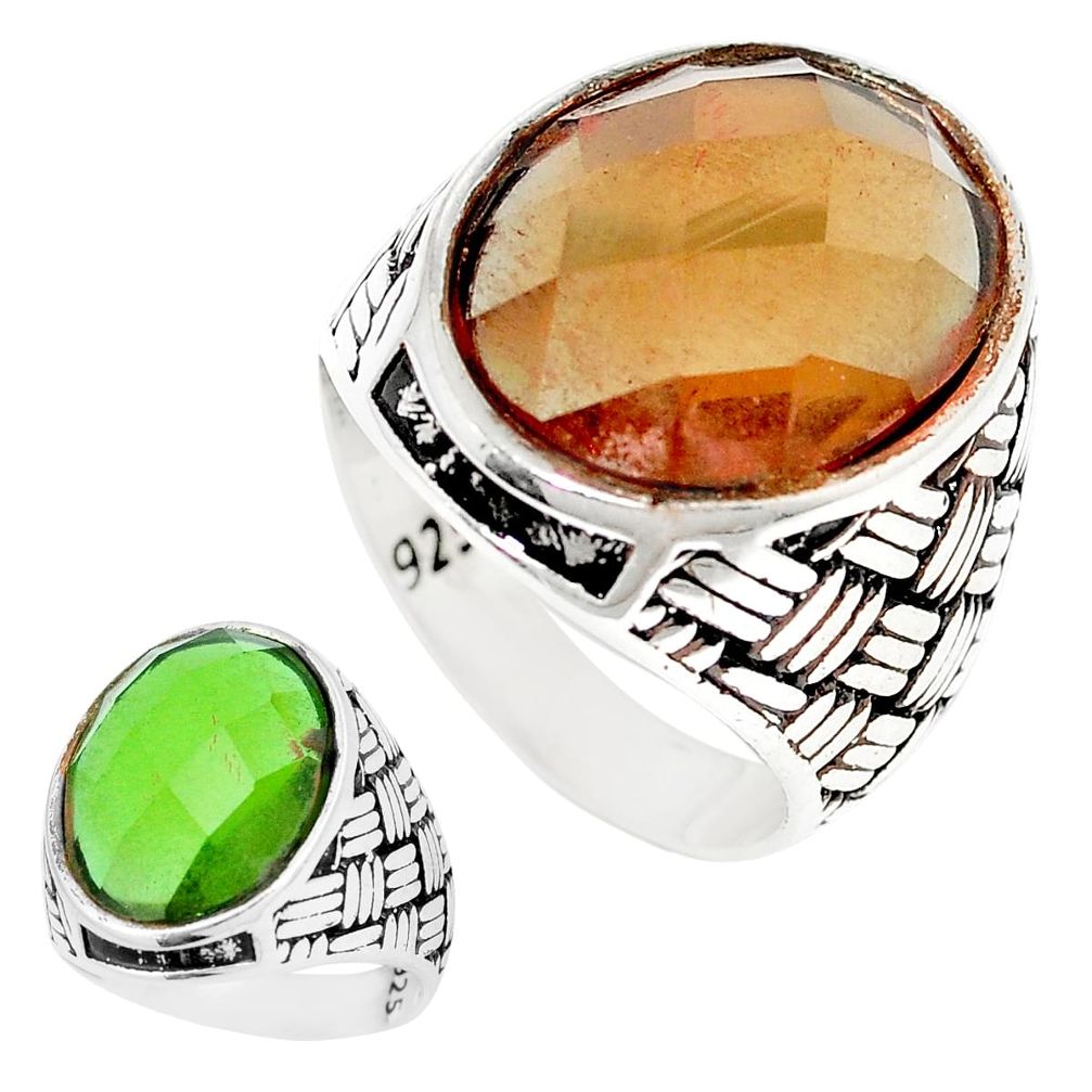 Green alexandrite (lab) 925 sterling silver mens ring jewelry size 10 c11052