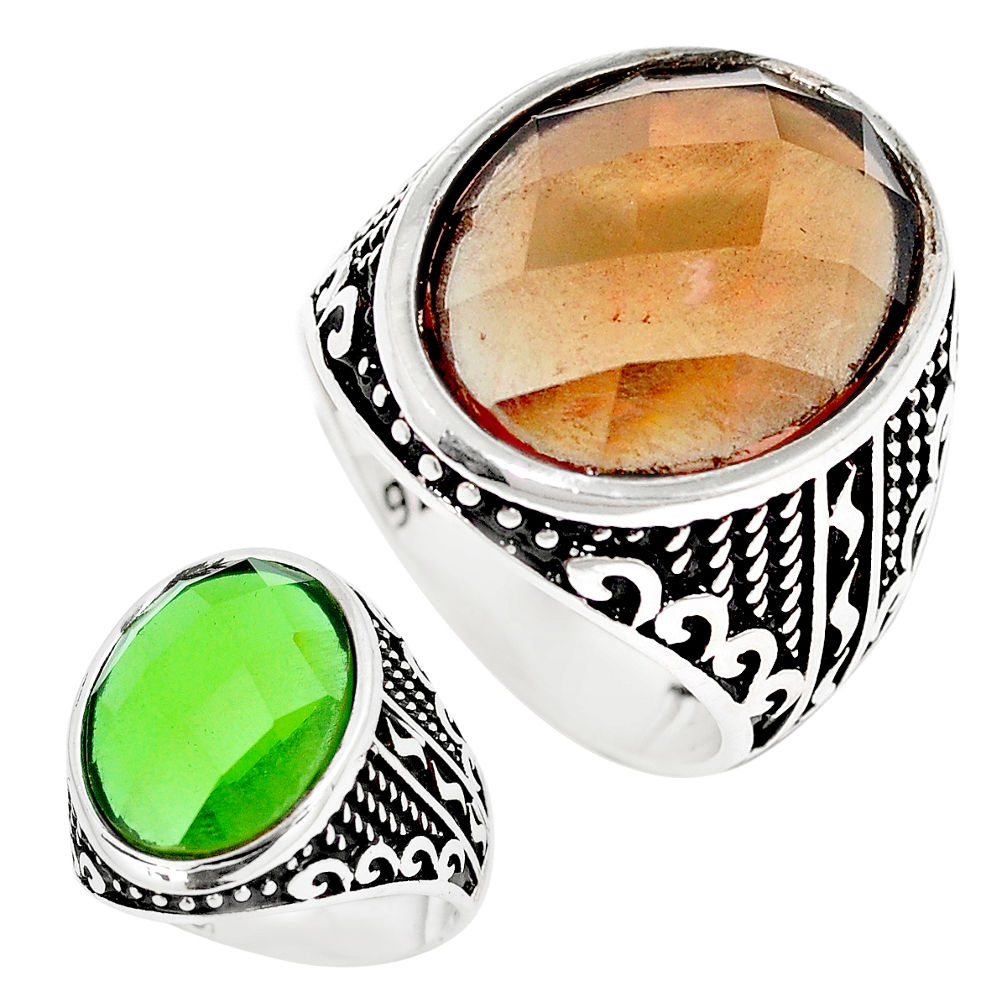 Green alexandrite (lab) 925 sterling silver mens ring jewelry size 10 c11097