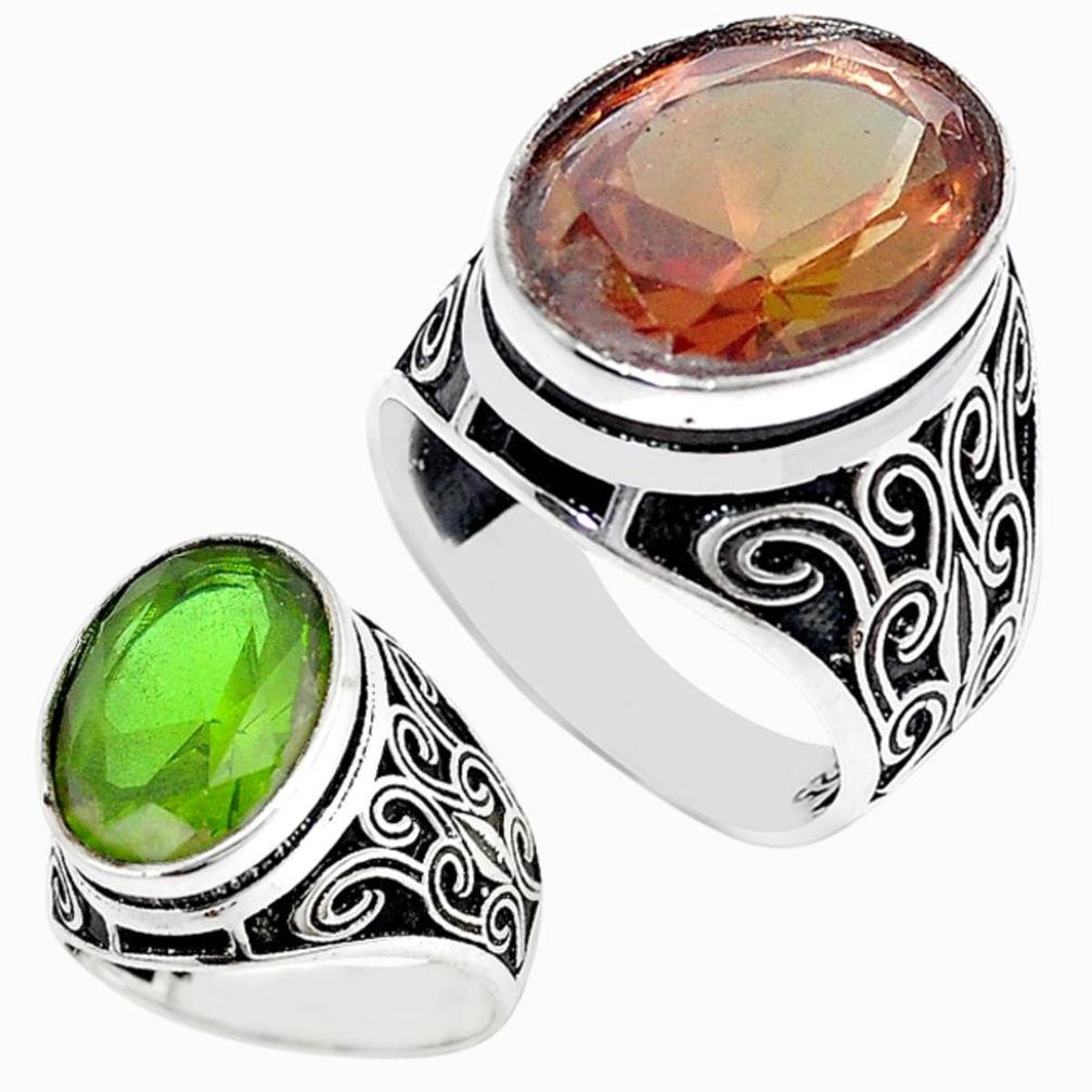 Green alexandrite (lab) 925 sterling silver ring jewelry size 11.5 c11051