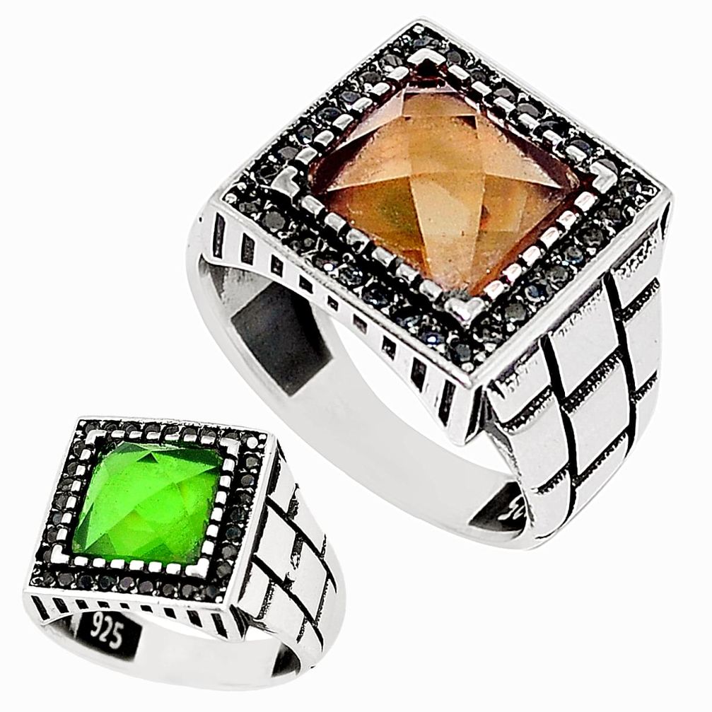 Green alexandrite (lab) topaz 925 silver mens ring jewelry size 10 c11101