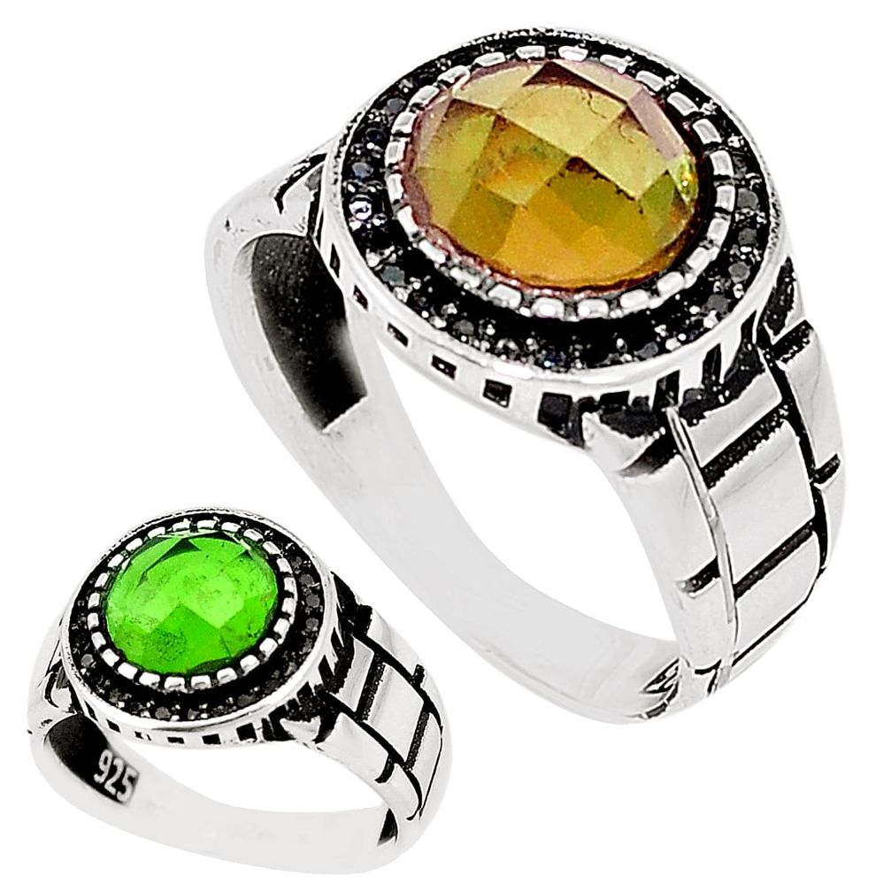 Green alexandrite (lab) topaz 925 silver mens ring jewelry size 11 c11202