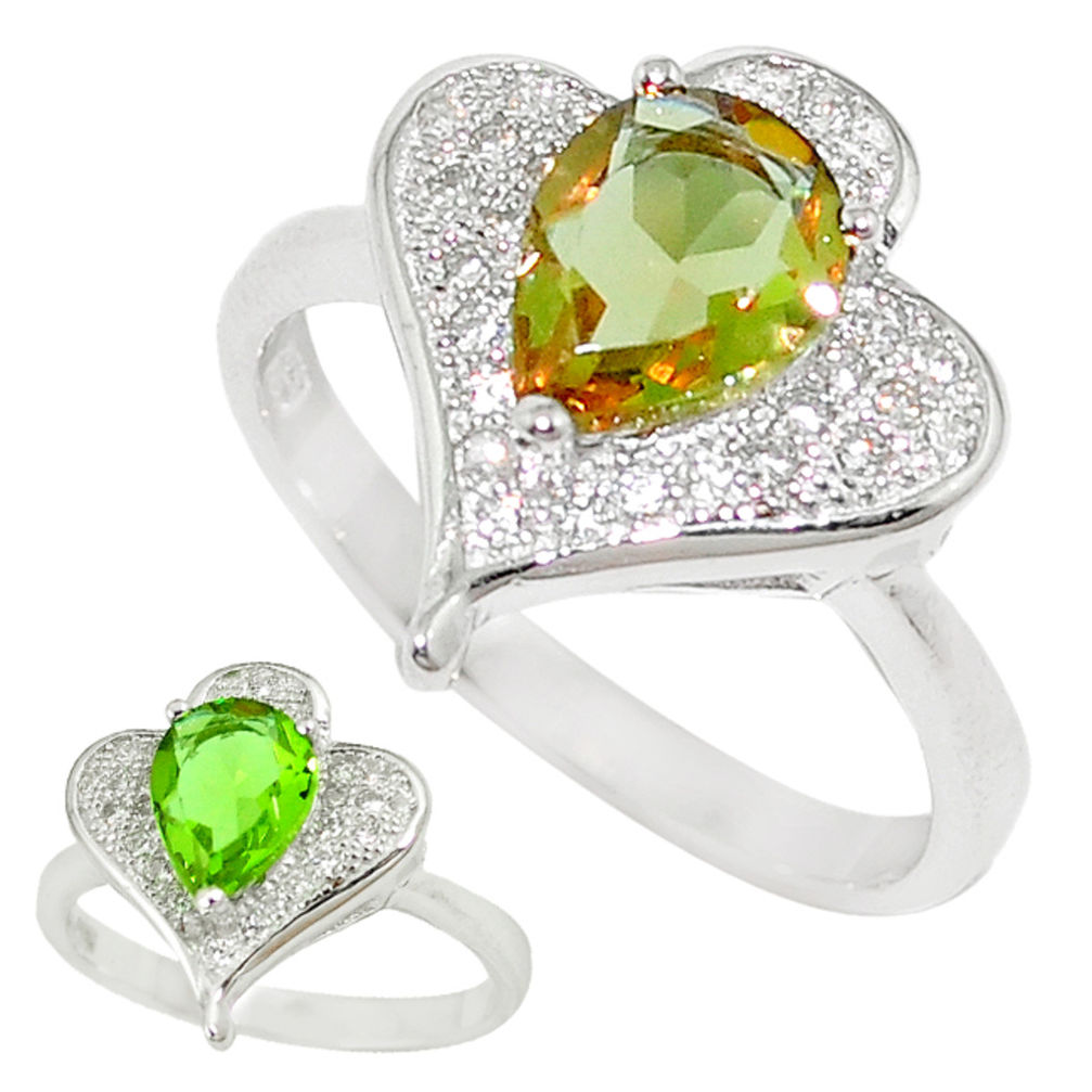 Green alexandrite (lab) topaz 925 sterling silver ring size 6.5 c23701