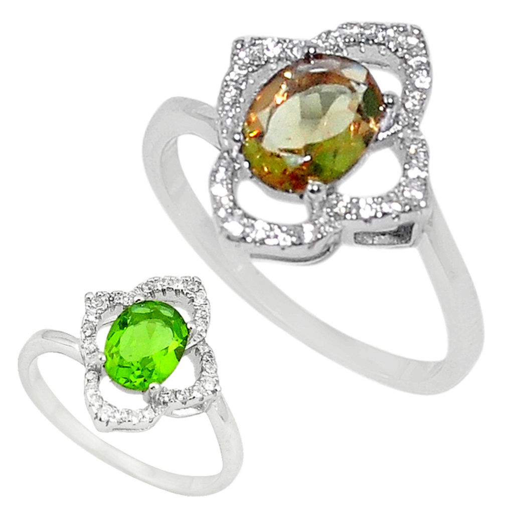 LAB Green alexandrite (lab) topaz 925 sterling silver ring size 8 c24258