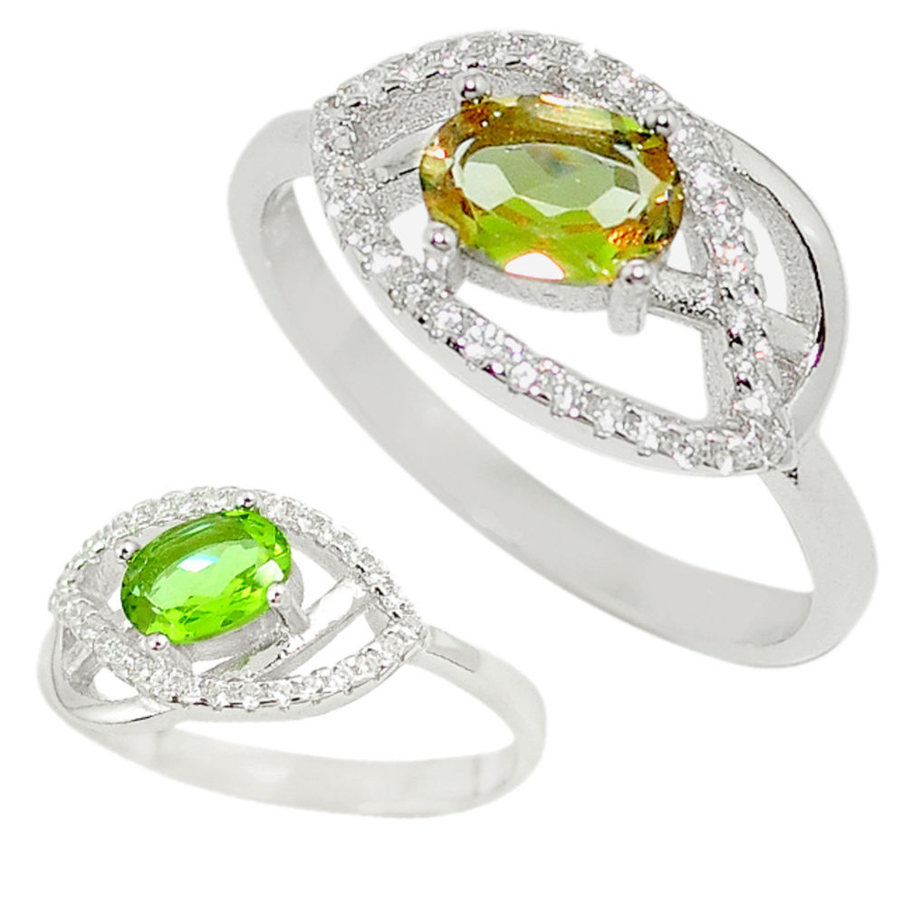 Green alexandrite (lab) topaz 925 sterling silver ring size 9 c23710