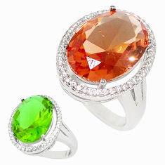 LAB 13.09cts green alexandrite (lab) white topaz 925 silver ring size 9 c23370