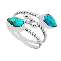 3.83cts green arizona mohave turquoise 925 silver adjustable ring size 7 y79410