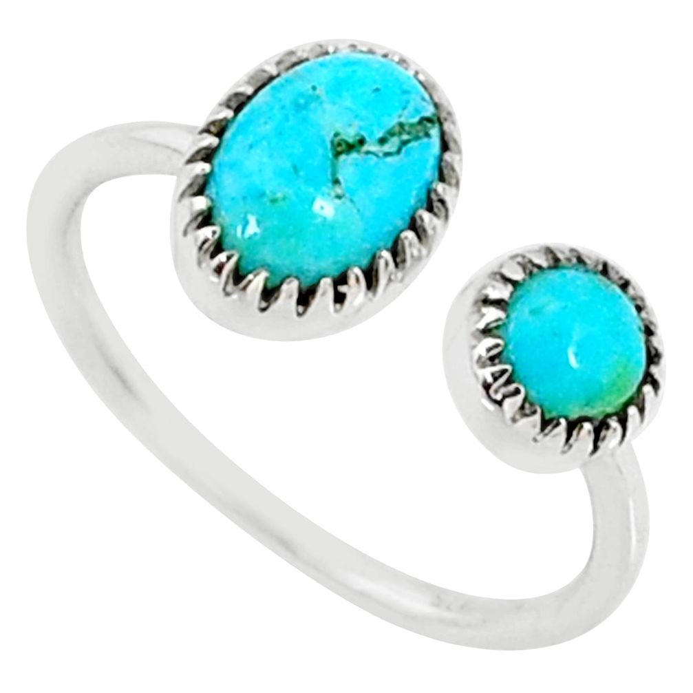 2.60cts green arizona mohave turquoise 925 silver adjustable ring size 8 r68903