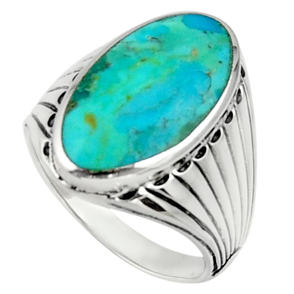 7.22cts green arizona mohave turquoise 925 silver mens ring size 10 c10040