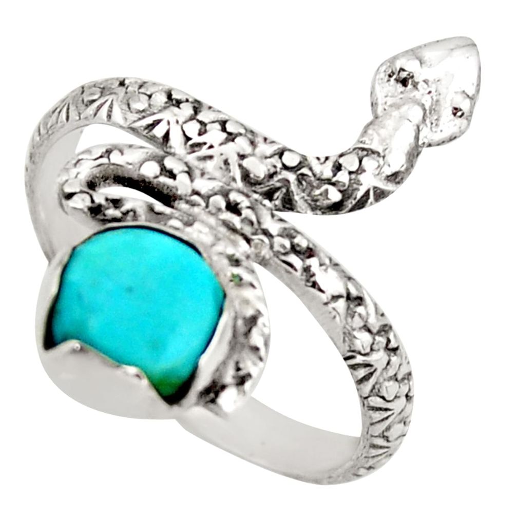 3.13cts green arizona mohave turquoise 925 silver snake ring size 9.5 d46245