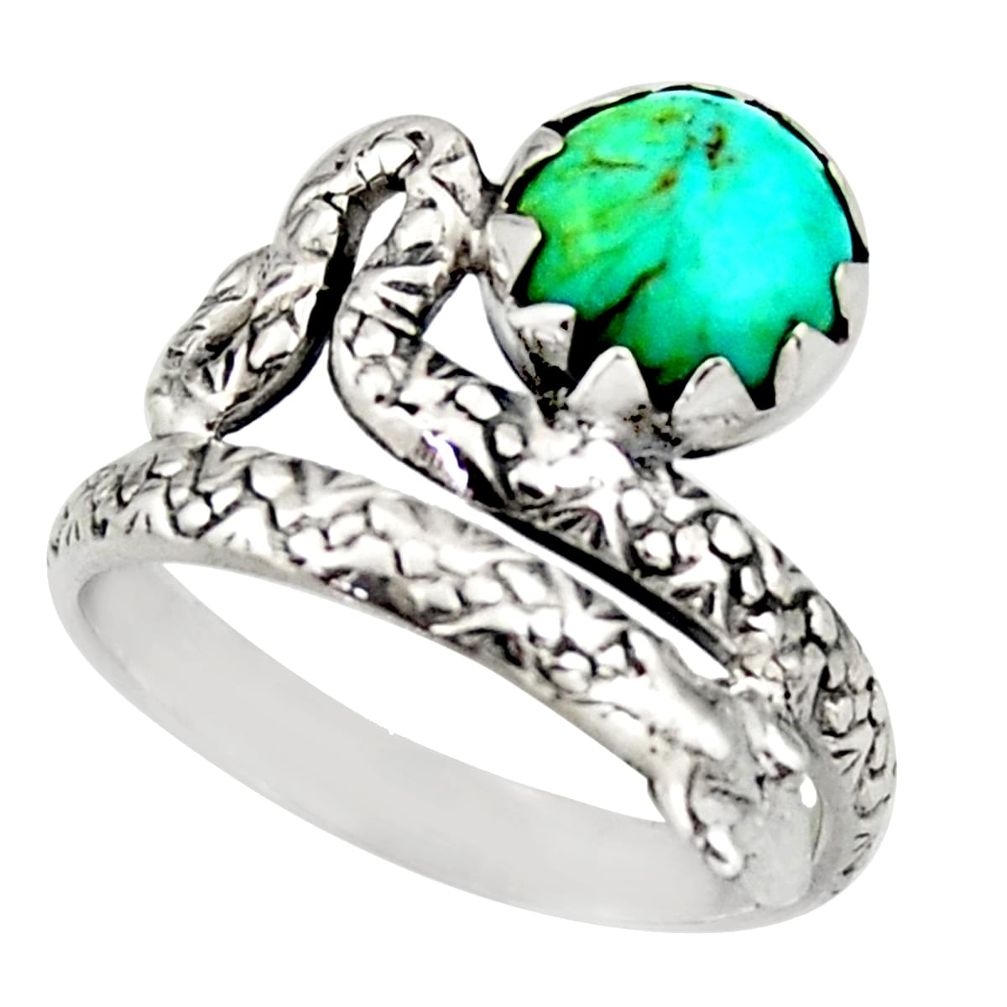 3.04cts green arizona mohave turquoise 925 silver snake ring size 7.5 d46247