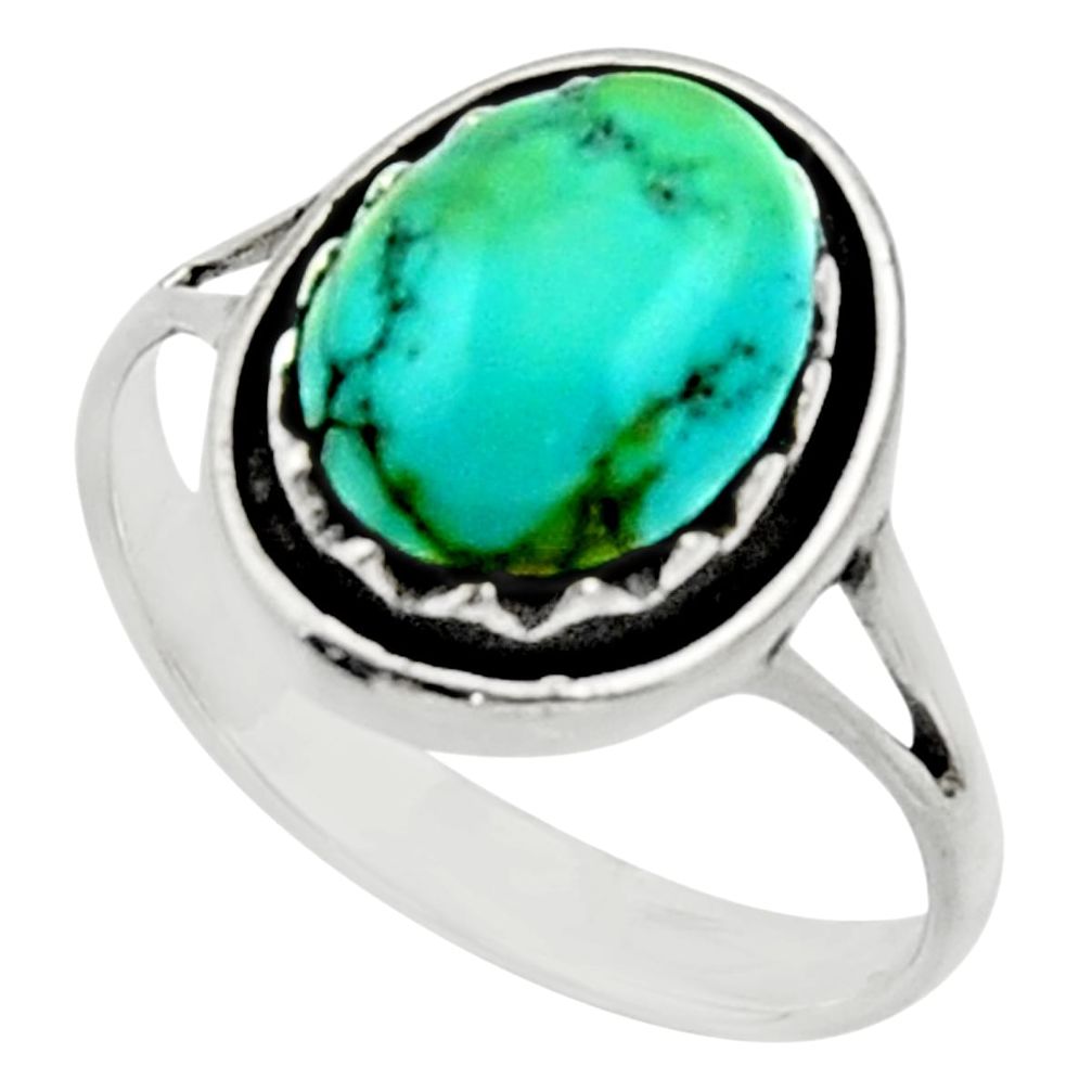 4.40cts green arizona mohave turquoise 925 silver solitaire ring size 8.5 c9806