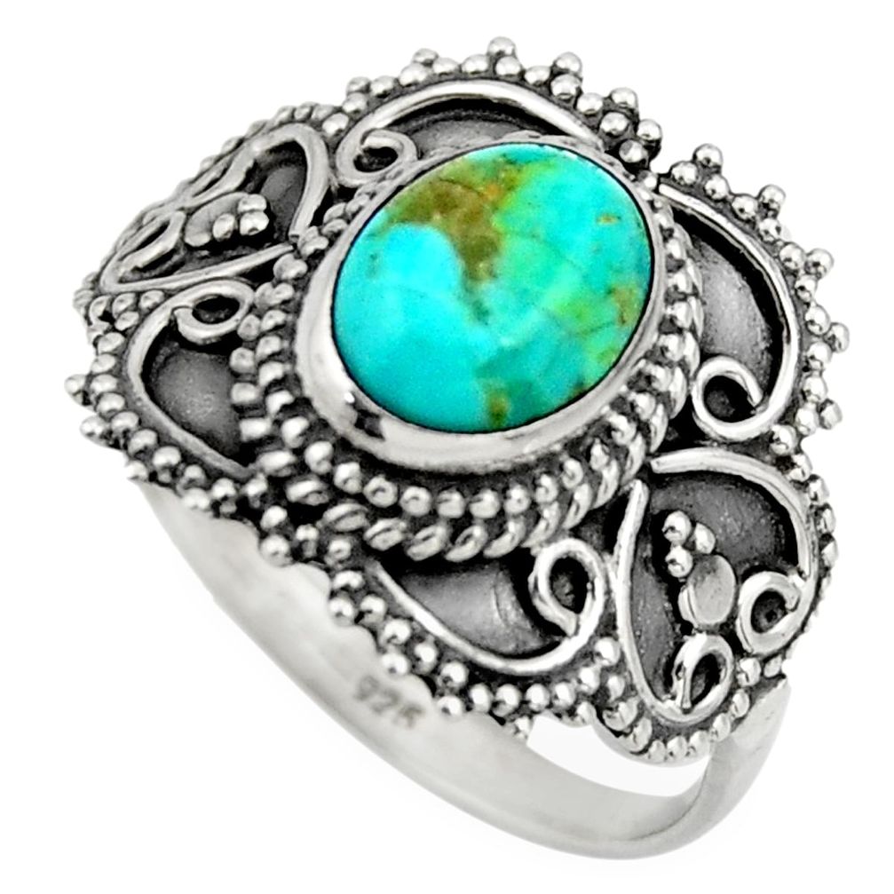 3.19cts green arizona mohave turquoise 925 silver solitaire ring size 9.5 r26952