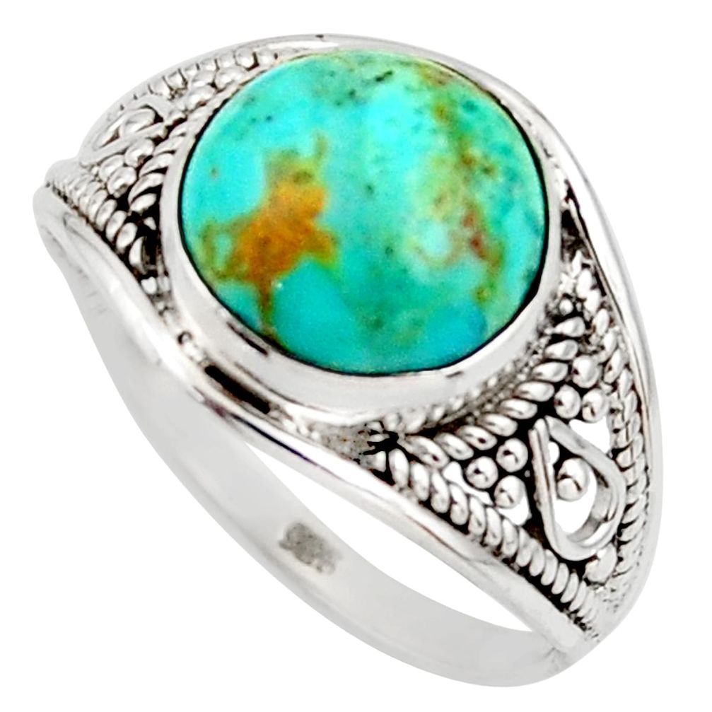 4.54cts green arizona mohave turquoise 925 silver solitaire ring size 8.5 r35426