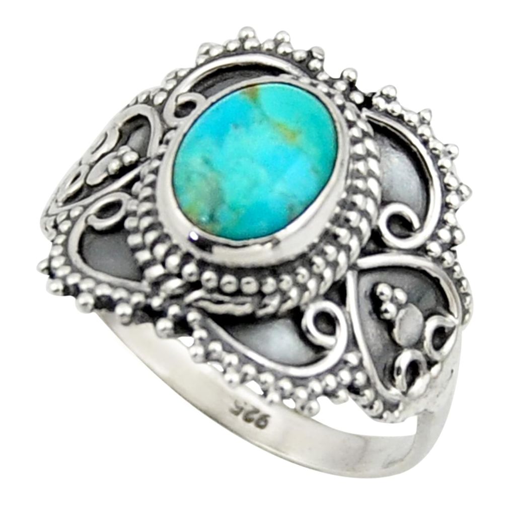 3.14cts green arizona mohave turquoise 925 silver solitaire ring size 8.5 r41786